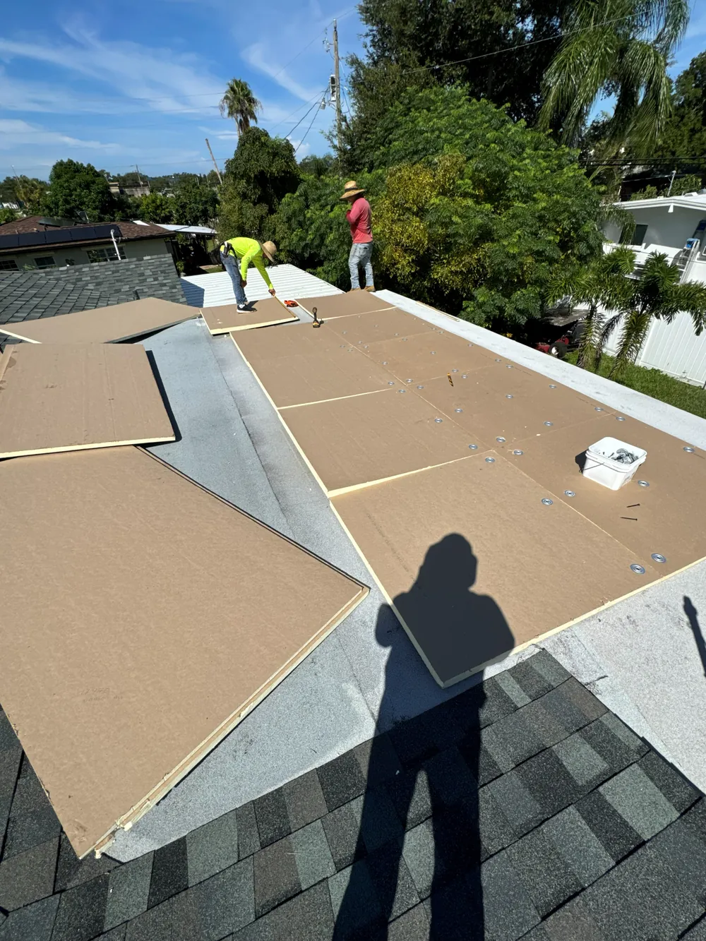 Commercial flat roof detail showing finished work by SRQ in Sarasota, FL