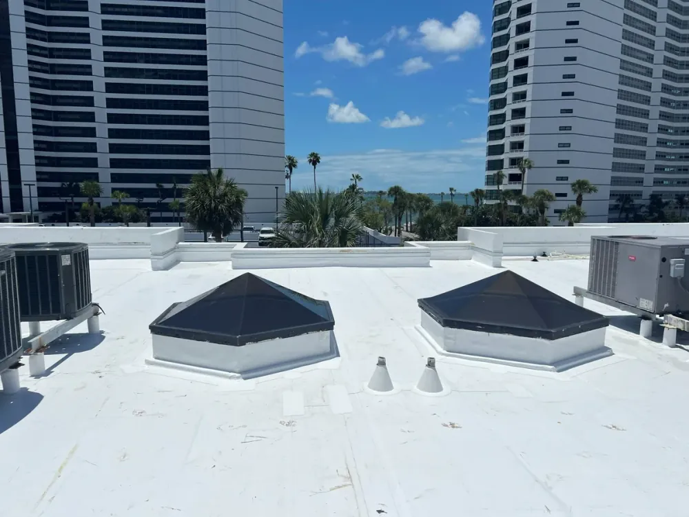 Commercial roof installation on a Sarasota office building by SRQ Building Services