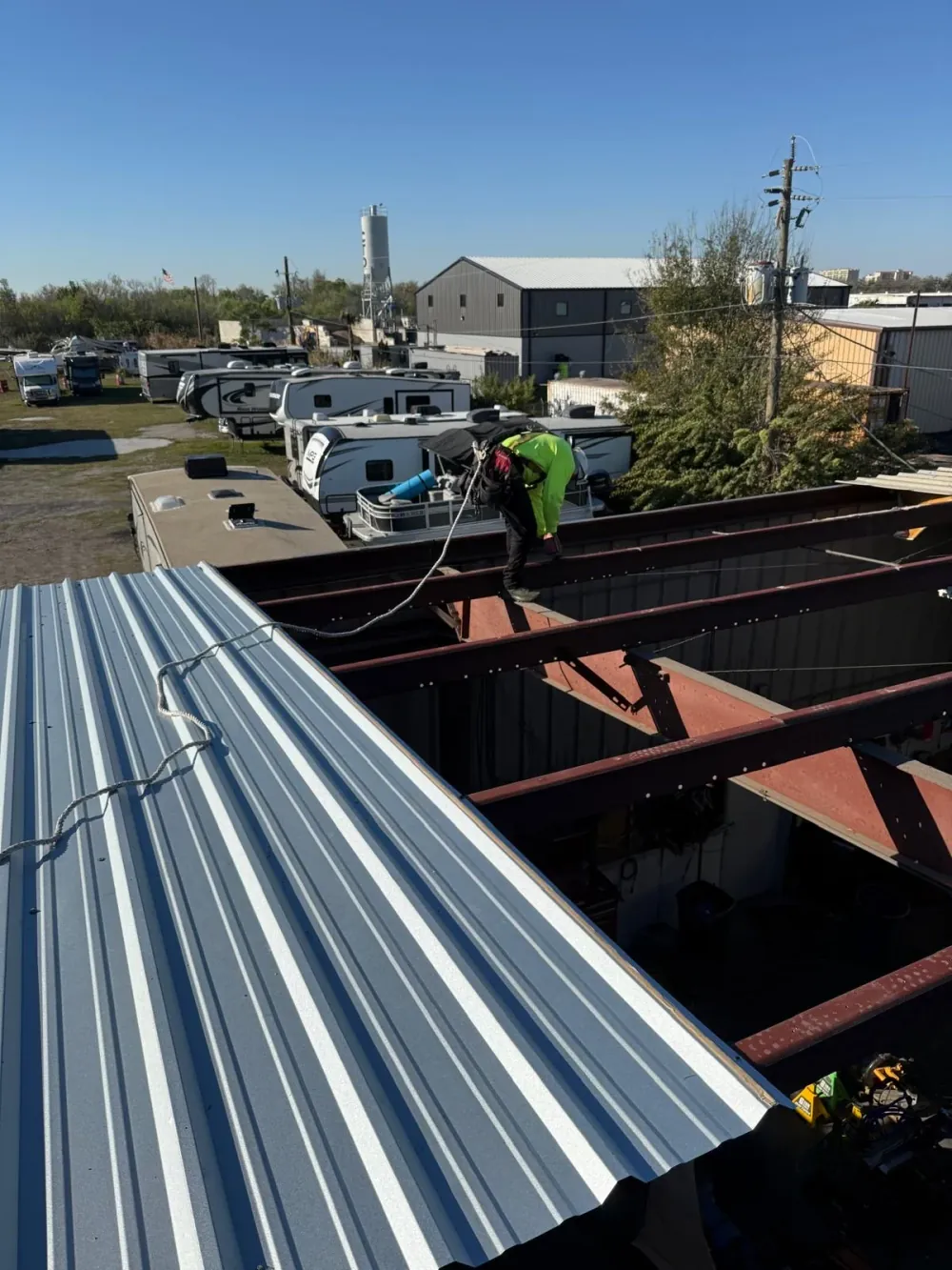 Storm damage shingle and flashing repair on a Sarasota, FL home